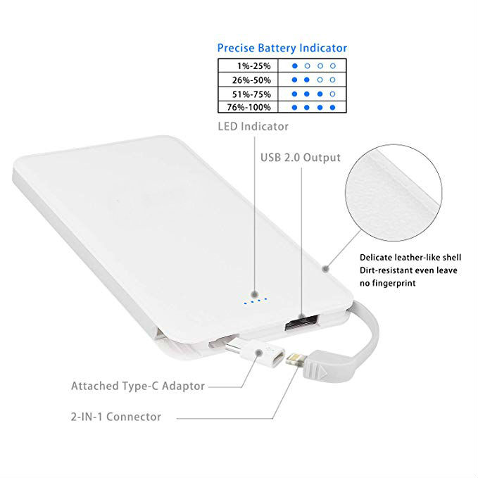 5000mAh Built-in Cable Power Bank