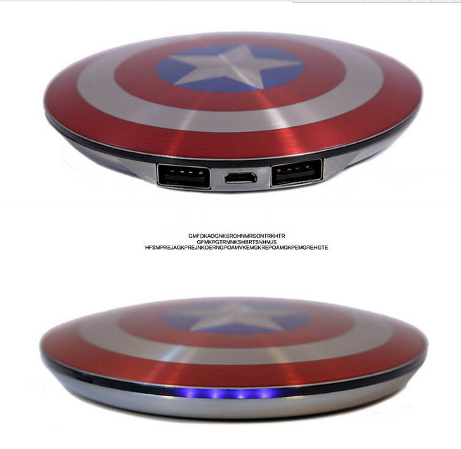 6800 mAh Captain America Power Bank Avengers Captain America Shield 