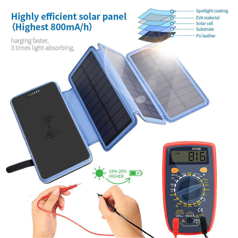 16000mAh Wireless Solar Panel Power Bank